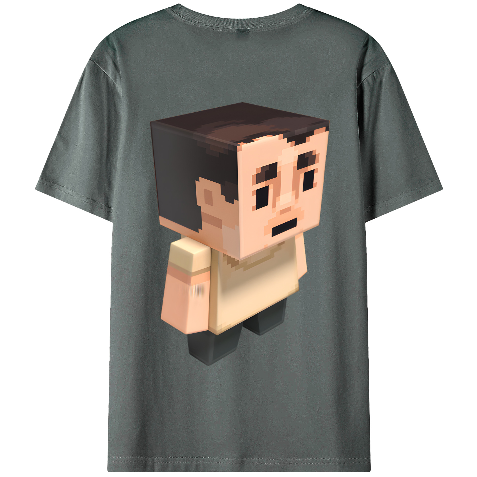 （画像用） マインクラフト ブロックの世界 Minecraft MC Block world 綿100％ メンズ半袖Tシャツ（バックプリント） 通気性